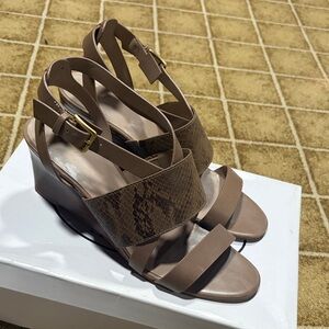 Cole Haan Brown Snakeskin Wedge Sandals